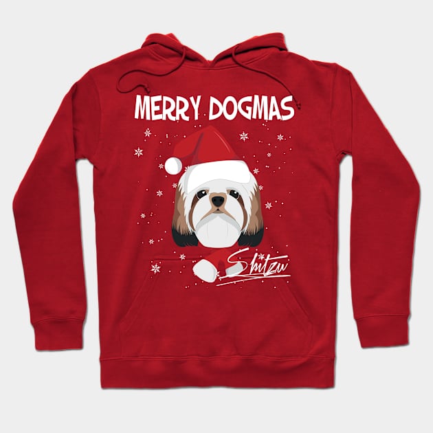 Merry Dogmas Shitzu Dog With Red Santa's Hat Funny Xmas Gift Hoodie by salemstore